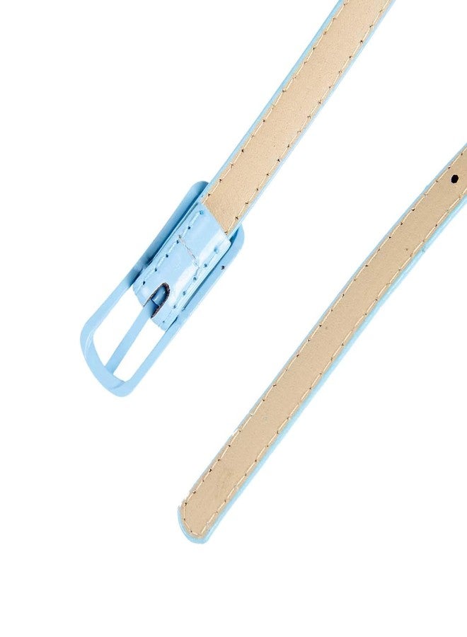 Selighting Women's Solid Color Faux Leather Skinny Belts for Dresses (One Size, Light Blue) - Image 5